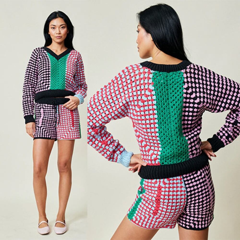 NWT Lingua Franca NYC Simko Crochet Shorts Glacier Pink Multi Size: Medium
